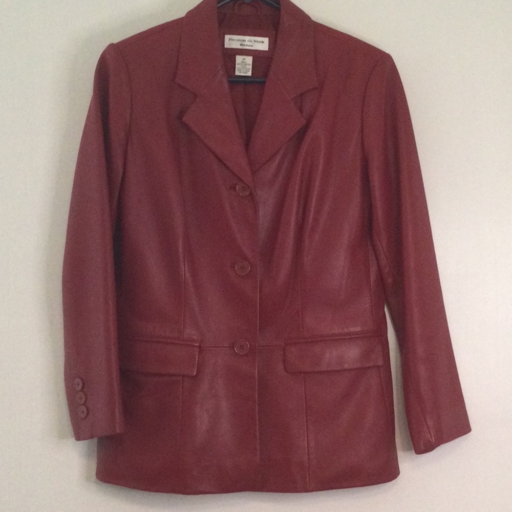 Women's Red Leather Blazer